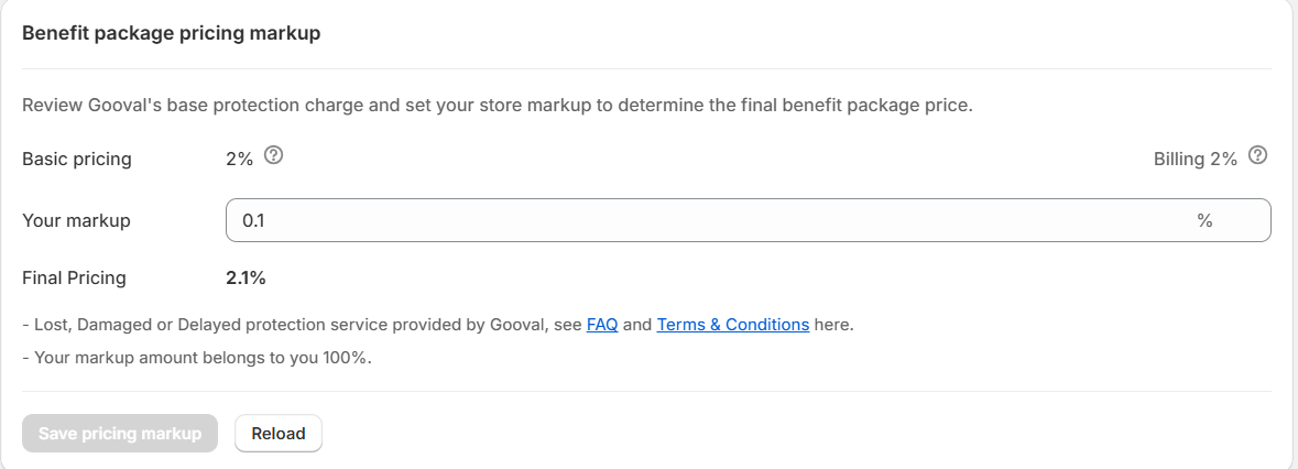 Store markup configuration